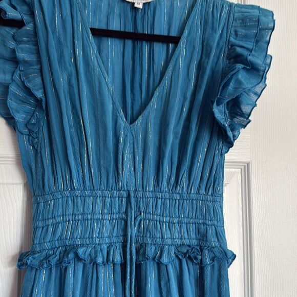 Elegant Blue Ruffle Sleeve Dress - KARINA GRIMALDI - Size Medium - NEVER WORN - Picture 5 of 5